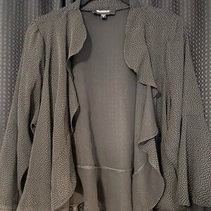 BNWT GLAMOUR Black Sheer Shrug ~ Little Gold Dots | 1X